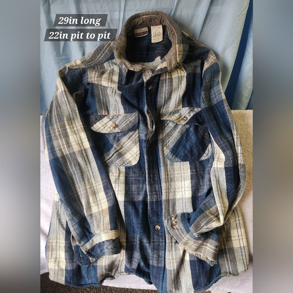 Field & Stream Blue and White Plaid Shirt